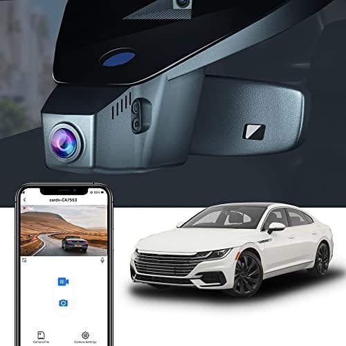 Fitcamx 4K Dash Cam Suitable for VW Arteon 2019-2024 SE SEL Premium R-line 4motion, Integrated Look, 2160P UHD Video, Loop Recording, Built-in WiFi & APP, Parking Sensor, Easy to Install, 64GB Card