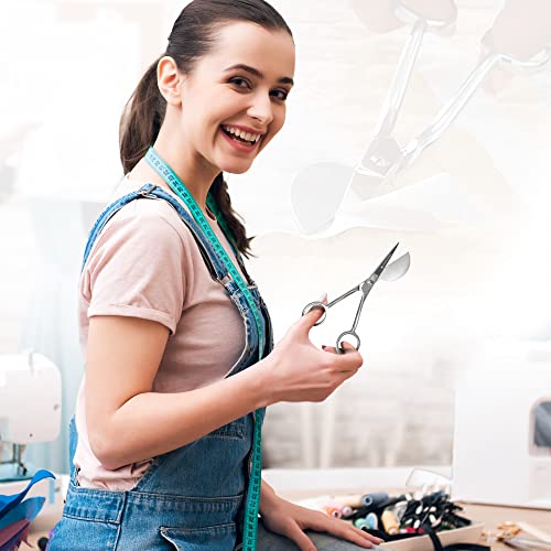 Threadnanny Duckbill Scissors (4.5-Inch) - Duckbill Applique Scissors For Professionals - Ergonomically Bent Curved Offset Handle - Paddle Shaped, Razor-Sharp, Premium Grade German Steel #TOP6