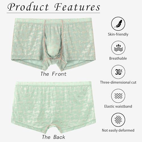 Mens Dual Pouch Underwear Printing Silky Boxers Underwear for Men 1 to 4 Pack2
