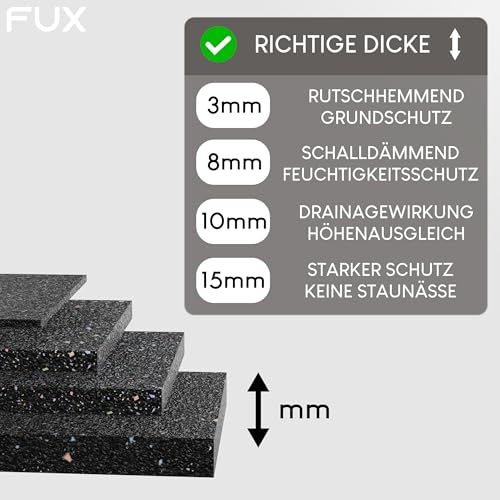 Terrassenpads 50 Stück - 90x90x15mm - Gummigranulat Unterlage für Terrasse & Balkon - Bautenschutzmatte Made in Germany