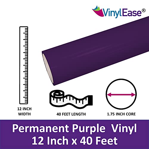 Vinyl Ease 12" X 40 Ft Roll Of Glossy Purple Permanent Adhesive-Backed Vinyl For Craft Cutters, Punches And Vinyl Sign Cutters V0459 #TOP3
