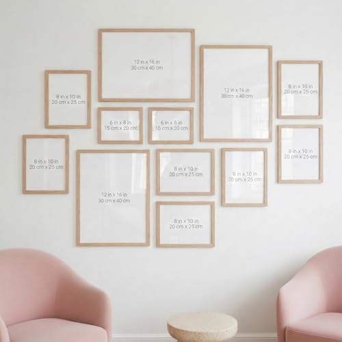 Image of HOTHOUSE Photo Frame For Wall decoration | Wooden Frames For living room Office | Aesthetic Frames For Wall Decor Gifts | Photo frame for Home Decor Bedroom | Set of 12 (BROWN, Combo-4)