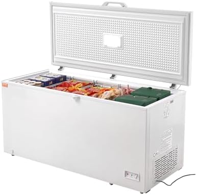 VEVOR Chest Freezer, 17.2 Cu.ft Large Deep Freezer with 4 Removable Baskets, Freestanding Top Open Door Commercial Chest Freezers with 7-Level Adjustable Temp, LED Lighting,Locking Lid, 6 Wheels
