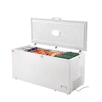 VEVOR Chest Freezer, 17.2 Cu.ft Large Deep Freezer with 4 Removable Baskets, Adjustable Temperature, Locking Lid, LED Lighting, 6 Wheels