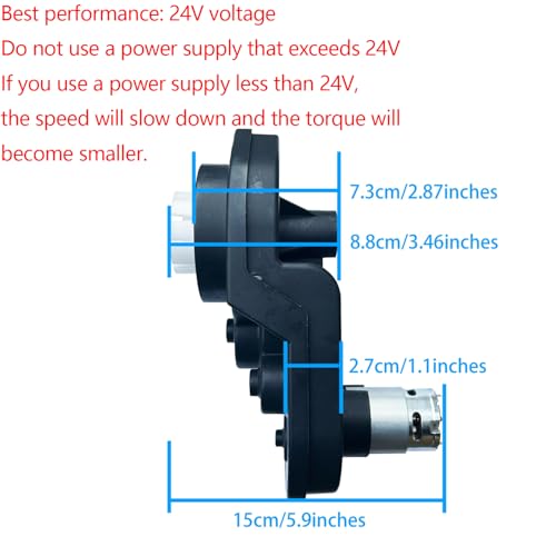 24 Volt RS555 35000RPM High Torque Power Wheels Motor Gearbox Upgrade Suitable for Realtree 24v UTV Parts/Dynacraft Disney/Batman Quad Parts/Dune Racer Motor,18V - Thumbnail 2