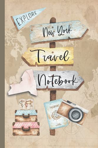 New York Travel Notebook: Vacation Log Book: Daily Traveling Record Journal, Half Blank, Half Dot Grid 100 Page Adventuring Diary, Gifts for Travelers