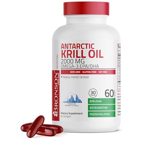 Bronson Antarctic Krill Oil 2000 mg with Omega-3s 60 Softgels