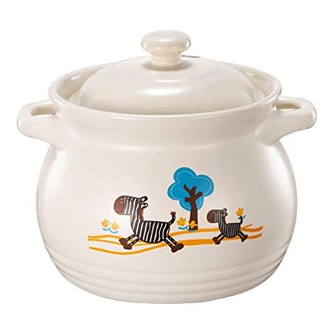 Ceramic Round Casserole Dish Clay Pot with Dual Handles and Lid, Great for Cooking Basting or Baking, 3 Sizes Optional White (Size : 4.6L) Cover