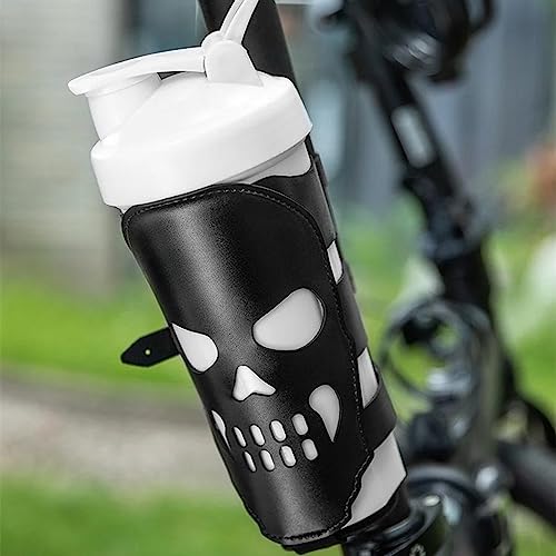 Portavasos de motocicleta universal con diseño de calavera en cuero PU miniatura 5