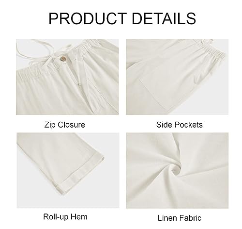 Image of Gafeng Mens Linen Pants Yoga Casual Beach Summer Harem Baggy Trousers