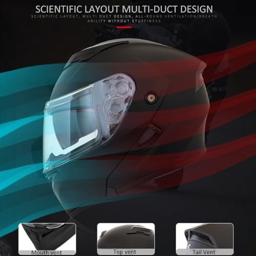 Casque intégral de moto modulable avec Bluetooth antibruit léger - 5