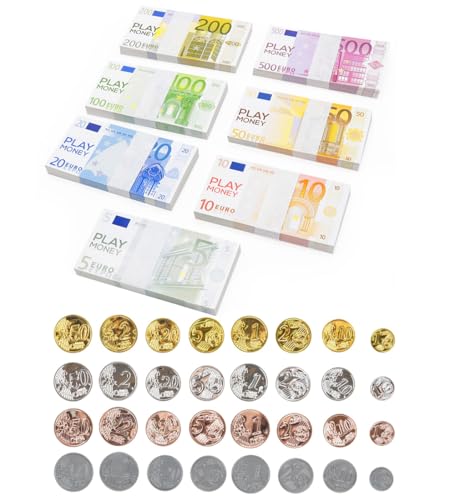 200 billetes falsos+32 monedas, accesorios europeos, billetes falsos en euros para la caja registradora, 10 euros, juguetes de compra para niños, ábaco para niños, recursos educativos (200 billetes +
