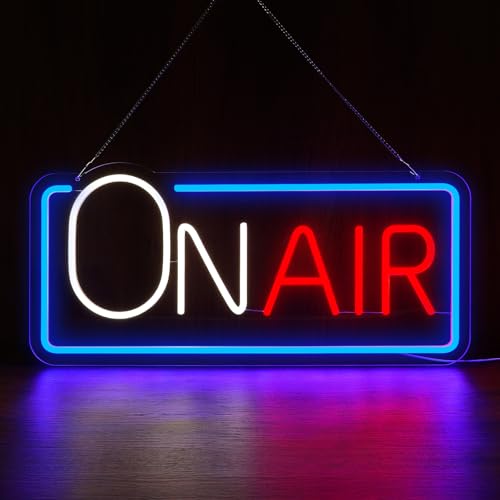 On Air LED Neon Sign USB Powered Dimmable Decor Light for Music Recording Studio Podcast Background Bar Pub Club Garage Home Party & Wall Decor Perfect LED Gift (16.1 x 7.4)