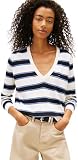 Tommy Jeans Tjw Essential Vneck Sweater EXT DW0DW19888 Pullover, Schwarz (Schwarz/Multi Streifen), M Damen, Schwarz (Schwarz/Multi Stripe), M