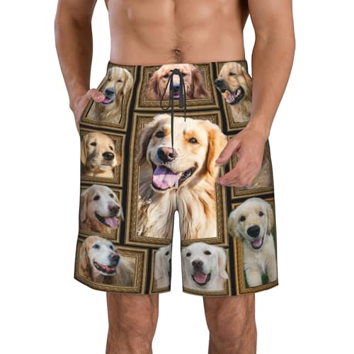 Boxer Dog Mens Swim Trunks Quick Dry Casual Lightweight Drawstring Board Shorts with Pockets Cool Mesh Lining