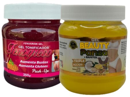 Fenogreco Gel 250g para tonificar bustos , gluteos & Gel de JENGIBRE Beauty Panza Naranja 250gr B-Experts, 2 Count