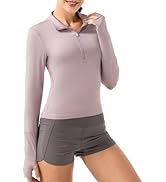GGOV Crop Tops Women's Long Sleeve Workout Shirt with Half Zip Closure, Slim Fit, and Buttery-Sof...