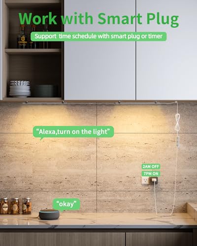 Image of Under Cabinet Lighting Plug-in, Dimmable, 3pcs 12 Inch, 3000K