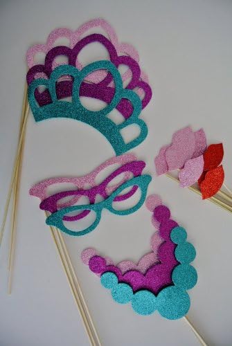 16 Pc Photo Booth Party Props Mustache on a Stick Glitter Foamy Princess Photo Booth Props