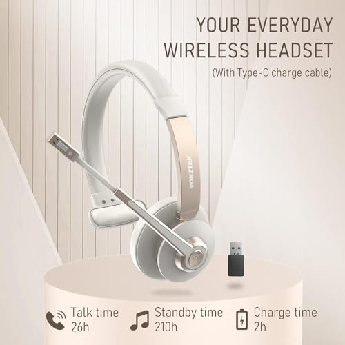 image for Vonztek Wireless Headset, Bluetooth Headphones with Microphone Noise C
