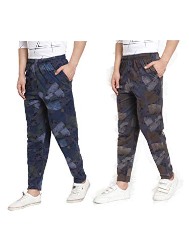Image of UZARUS Men's Cotton Gym Sports Night Wear Track Pants with 2 Zipper Pockets - Pack of 2