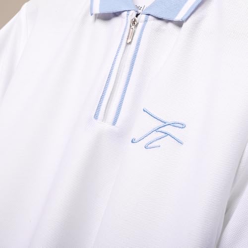 Image of TotzTouch Boys Premium Polo Collar Tshirt Combo with Zipper Closure Color White & Black Age 6 Years to 15 Years