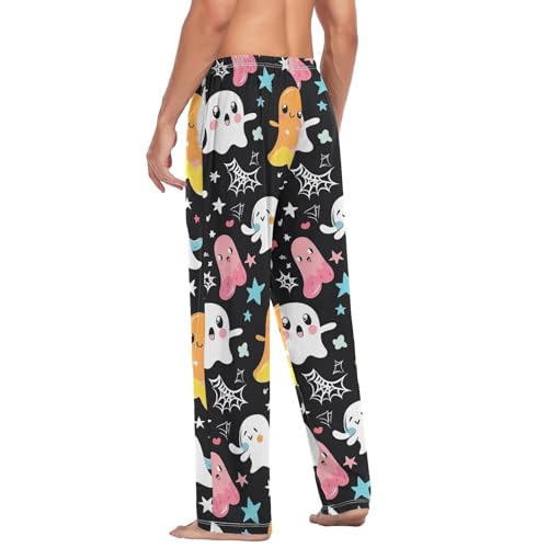 Men’s Halloween Cartoon Ghosts Pajama Pants with Pockets, Comfortable Lounge Sleep Bottoms#181 5
