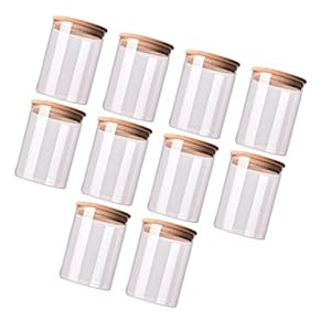 KICHOUSE Air Tight Food Storage Container Set 10pcs Glass Tea Jars Sealed Bamboo Lid for Pantry