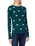 Cuello redondo Springfield Jersey Bordados Mariposas, Suéter Mujer, Verde (Green), S
