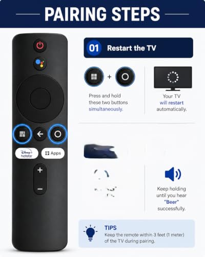 Image of Replacement Smart TV Remote Control Compatible with Xiaomi Mi Smart TV, Compatible with Mi LED TV, Compatible with Mi Android TV, Infrared Remote with All Essential Functions, Plug & Play