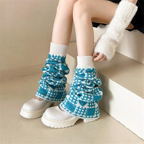 Image of Y2K Kawaii Leg Warmers Knitted Flare Leg Sleeves Love Heart Pattern Boots Cuffs Valentine's Ankle Heap Socks
