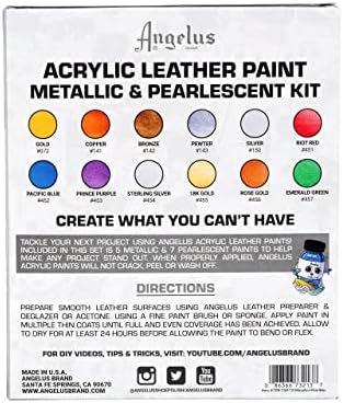 Angelus Metallic & Pearlescent Leather Paint Set, 1 Fl Oz (Pack of 12)