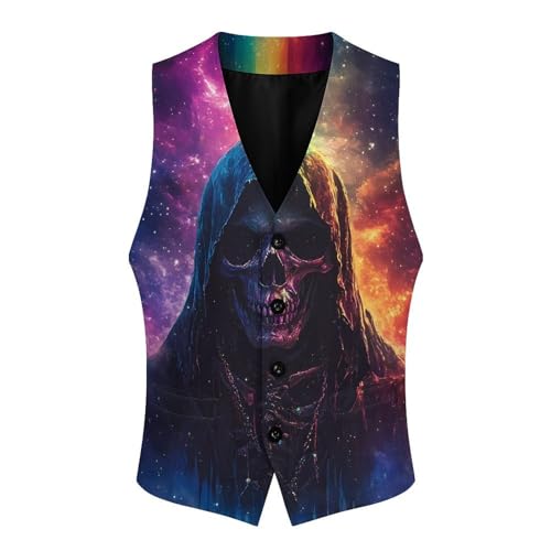Grim Reaper Gothic Skeleton Mens Slim Fit Suit Vest Dress Waistcoat Casual Business Vest4