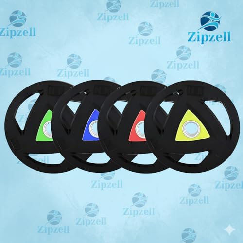 Image of Sports Olympic Weight Plates, 2.5 kg, Rubber Coated with Metal Core, 50mm Diameter, Set of 4, Black (Color May Vary)