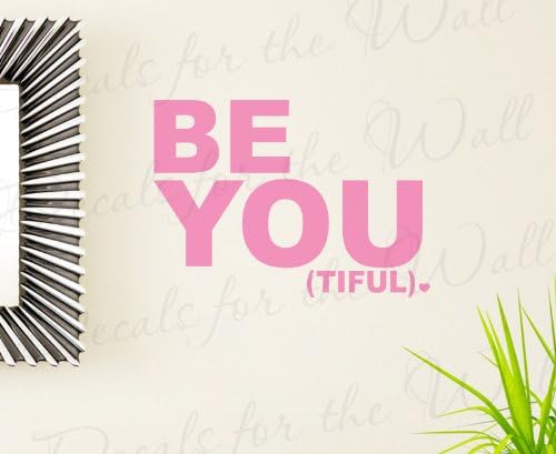 Beautiful Be You Tiful - Love Mirror - Wall Decal Mural Graphic - Vinyl Quote Sticker Art Decoration - Lettering Decor Saying