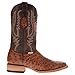 Vaccari Men's Cooper Genuine Brown Distressed Ostirich Print Leather OU Sooners Embroidery Broad Square Toe Cowboy Boots - 8