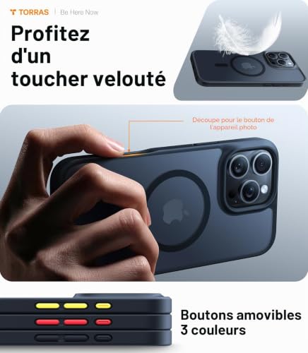 Coque iPhone 16 Pro Max robuste et magnétique TORRAS noire