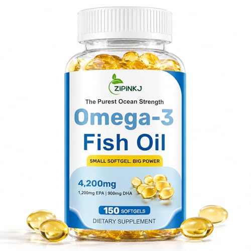 Omega-3 Fish Oil Supplements 4200mg Triple Strength Mini Softgels High Purity EPA & DHA for Brain Heart & Eye Health Wild-Caught Burpless Non-GMO Third-Party Tested | 150 Softgels