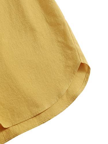 Shein Women's Sleeveless Shirred Ruffle Trim Solid Overall Jumpsuit Romper Mustard Yellow Xl #TOP4