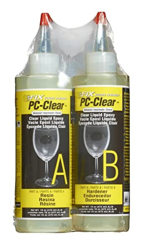 PC Products PC-Clear Epoxy Adhesive Liquid, 16oz in Two Bottles, Clear 70161, (Pack of 6)