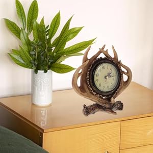 Besportble antler decor deer antler table clock horn clock desk clock decoration wildlife alarm clock decorative alarm clock fashion table clock der alarm clock  urban country home decor