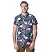 Brooklyn Athletics Men's Hawaiian Aloha Shirt Vintage Casual Button Down Tee, Navy/Pink Flamingo, Medium