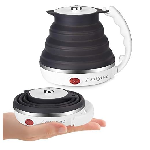 Ultrathin Upgraded Food Grade Silicone Travel Foldable Electric Kettle Boil Dry Protection Portable with Dual Voltage and Separable Power Cord,555ML 110-220V US Plug