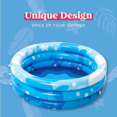 2 Packs 34" X 10" Inflatable Kiddie Pool Set, Blue Pattern Baby Pool Kids Swimming Pools, Summer Backyard Pool Inflatable Summer Pit Ball Pool For Kids Toddler Indoor&Outdoor #TOP2