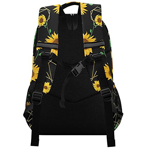 MNSRUU School Backpack with Chest Strap, Flower Sunflowers Laptop Backpack, Travel Hiking Backpack for Boys Girls, Rucksack, Knapsack2