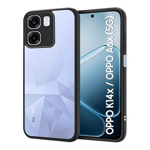 Image of CEDO Backcover for Oppo K14x / Oppo A6x (5G) | Camera Protection Bump Shockproof Edge | Ultra Hybrid Transparent Acrylic Clear TPU+PC Hard Backcase Cover (Black)