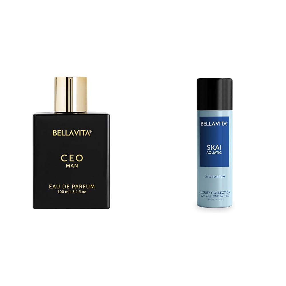 Bella Vita Luxury Ceo Man Eau De Parfum Skai Aquatic No Gas Deodorant Liquid Body Parfum For Men With Bergamot Pineapple Lavender, 100 ml, 150 Ml,Assorted