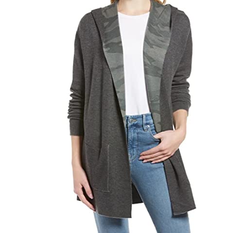 Splendid Reversible Cashmere Blend Camo Hooded Cardigan, Size Xs #TOP5