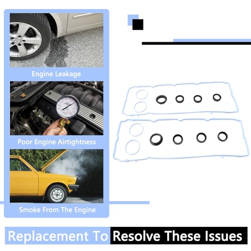 Image of Valve Cover Gasket Kit Set - Compatible with 2011-2020 3.6L V6 Avenger Challenger Durango Grand Caravan Journey Ram ProMaster 1500 2500 3500, Grand Cherokee Wrangler, 200 300
