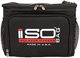Isolator Fitness 6 Meal ISOCUBE Meal Prep Management Insulated Lunch Bag Cooler with 12 Stackable Meal Prep Containers, 3 ISOBRICKS, and Shoulder Stra
